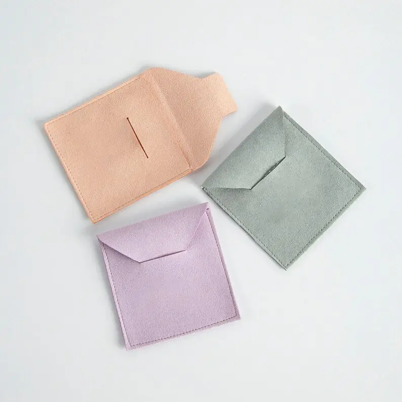 custom logo Envelope jewelry pouch microfiber bag earrings packaging pouch jewelry pouch with logo