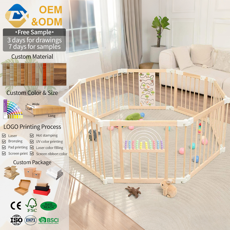 Luxury Foldable Wooden Playpen For Children