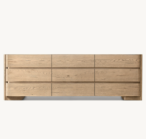 Juego de Muebles de Dormitorio Estilo Americano, Roble Natural Envejecido, Cómodas de Madera con 9 Cajones - Product Image 6