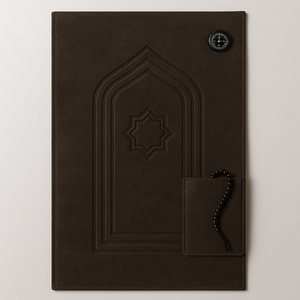 Qibla 나침반과 포켓이있는 맞춤형 스웨이드 접이식 기도 매트 | 도매를위한 OEM 이슬람기도 깔개 - Product Image 1