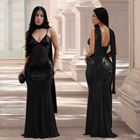 Robe longue en maille à sequins Allure Veil CX7647 pour femme, dos nu, idéale pour soirée, anniversaire ou club 2026