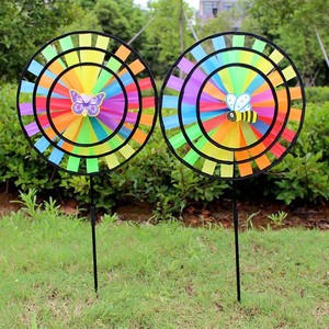 Ba Lớp Cầu Vồng Đầy Màu Sắc Cối Xay Gió Trẻ Em Truyền Thống Của Đồ Chơi Vòng Vải Cối Xay Gió Ngoài Trời Cắm Trại Trang Trí Bán Buôn - Product Image 3