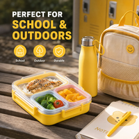 Boîte à lunch isotherme à double couche anti-fuite pour adultes et adolescents, réutilisable, sans BPA, écologique, grande capacité, 3 compartiments