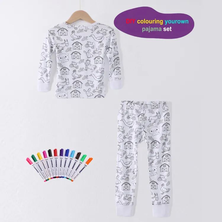 カスタム子供パジャマセットDIY着色描画絵画クラフトキット卸売プロモーションキッズパジャマ