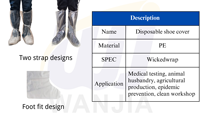 WANJIA Couvre-bottes jetables en PE imperméables pour usage vétérinaire avec bord élastique pour la protection des animaux d'élevage (porcs, moutons)