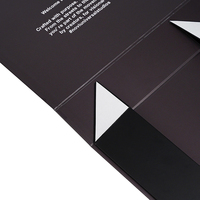Boîte pliable magnétique noire personnalisée avec papier de soie imprimé du logo de la marque, expédition à plat, boîte rigide pour pulls et vêtements de mode