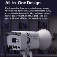 Nouvelle lampe LED Godox LITEMONS LE200D de couleur blanche, éclairage vidéo COB pour la photographie, les vidéos courtes, le cinéma et le streaming en direct