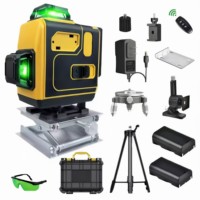 Niveau laser rechargeable à ligne croisée verte 16 points avec base magnétique pour usage industriel, bricolage, cloisons sèches, rénovation domestique et mesure de chantier