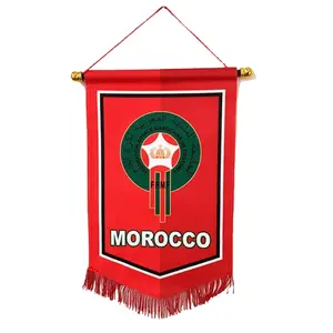 Personalize Football Club Soccer Pennant Sublimação Satin Pennants com franja