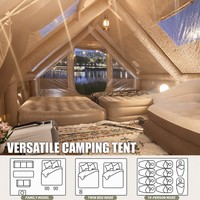 Tente de glamping gonflable de 12 m², bouche de cheminée résistante à la chaleur, toile Oxford imperméable 4 saisons, camping en plein air, logo personnalisé