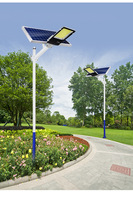 Lampadaire Solaire LED d'Extérieur Haute Puissance 1600W, Télécommande, IP65, Applique Murale avec Détection Humaine, CRI95, 6000K Lumière du Jour, pour Jardin et Route
