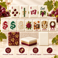 Jeu de tuiles de Mahjong américain avec motif Vigne et Raisin, en acrylique, sac de transport inclus, idéal pour cadeau de vin, vente au détail et personnalisation de marque