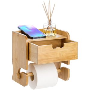 <span class=keywords><strong>Porte</strong></span>-<span class=keywords><strong>papier</strong></span> hygiénique mural en <span class=keywords><strong>bambou</strong></span> avec étagère et rangement <span class=keywords><strong>Porte</strong></span>-<span class=keywords><strong>rouleau</strong></span> de <span class=keywords><strong>papier</strong></span> hygiénique pour salle de bain - Product Image 1
