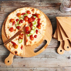 Juego de bandejas de madera para servir pizza, tablas de cortar redondas y triangulares para presentación de alimentos, uso en la cocina - Product Image 3