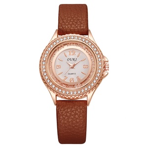 Reloj de Cuarzo para Mujer con Correa de Cuero, Reloj de Pulsera con Pedrería, Reloj de Moda para Mujer, Reloj Casual Elegante - Product Image 4