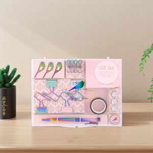 Ensemble cadeau personnalisé de papeterie <span class=keywords><strong>éco</strong></span>logique pour la rentrée fournitures scolaires ensemble de papeterie feuille rose coffret cadeau créatif - Product Image 6