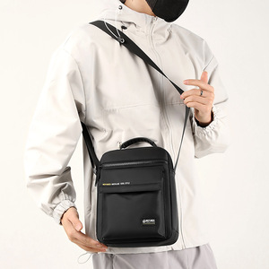 New Men's Genuine Leather Lightweight Single Shoulder Crossbody <b>Backpack</b> Letter Logo Patch Multi-layer Business Wallet Phone Bag - Product Image 6