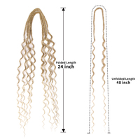 Ekstensi Rambut Kepang Crochet Dreadlocks Keriting Buatan Tangan 48 Inci, Ujung Ganda 5 Akar untuk Warna, Sintetis Panjang