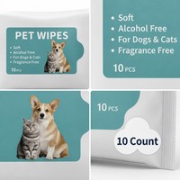 Lingettes pour animaux de compagnie VELTRONA pour chats, douces, sans alcool, parfum fruité, non tissées, formule douce, nettoyage en profondeur, 10 pièces