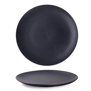 Grado bianco sfuso piatto da tavola in ceramica da 8 pollici, piatto in ceramica per matrimonio nero giapponese - Product Image 1