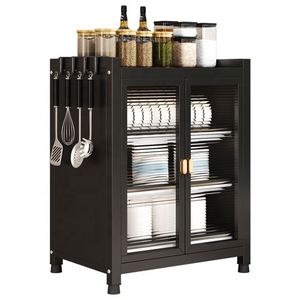 กล่องเก็บจานโลหะอเนกประสงค์ 3 ชั้น ป้องกันฝุ่น เป็นมิตรกับสิ่งแวดล้อม ดีไซน์เรียบง่าย ทันสมัย สำหรับวางบนเคาน์เตอร์ครัว ช่วยระบายน้ำ - Product Image 1