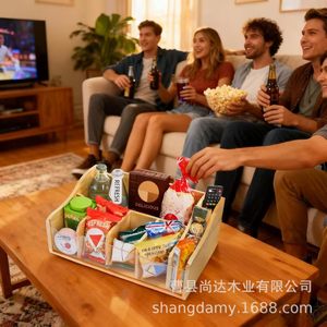Wooden snack storage <b>box</b> with compartments, desktop <b>tea</b> bag and coffee bag storage <b>box</b>, solid wood multi-compartment - Product Image 2
