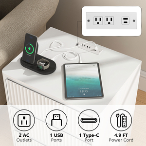 End <b>Table</b> Set Of 2 With 3 <b>Drawers</b> Fast Usb C Charging Station Modern Wood Storage Cabinet Sofa <b>Side</b> <b>Table</b> - Product Image 2