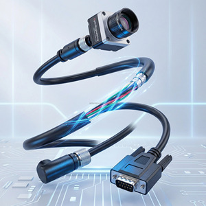 كابل D-Sub 9 سنون أنثى إلى M12 ذكر بطول مخصص فضي-أسود مع خيارات موصل مقاوم للماء من 2 إلى 12 سن للتطبيقات الصناعية - Product Image 1