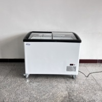 Congélateur commercial pour crème glacée, congélateur pour glaces, gelato, crème glacée, vitrine de congélation, dessus en verre incurvé simple