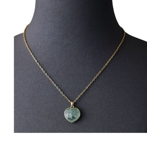 Heart Shape Natural Stone Pendant <b>Necklace</b> 18K Gold Plated Chain Bezel Setting Gift Jewelry Zinc Alloy Fashion <b>Necklace</b> - Product Image 5