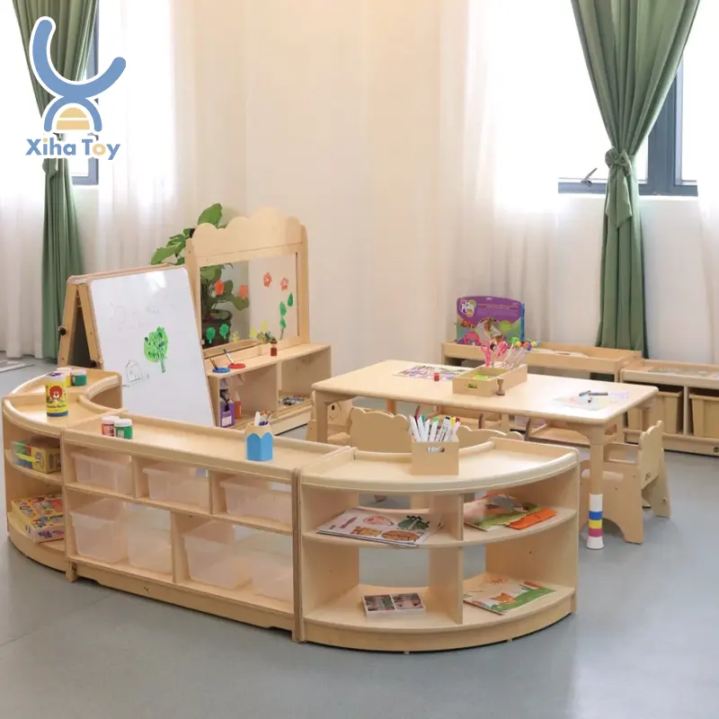 XIHA 몬테소리 어린이 스토리지 캐비닛 보육 유치원 가구 장난감 장식 디스플레이 주최자 옷장 홈 스토리지 캐비닛