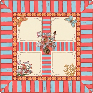 Tapete Plegable para Mahjong 2026 USA, Diseño de Tulipán y Rayas de Coral, Antideslizante, con Logotipo Personalizado, Grosor y Tamaño Ajustables, para Mesa de Juego de Póker - Product Image 1