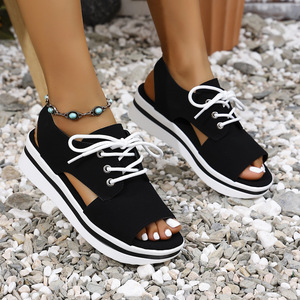 Women Thick-soled Summer New Sports <b>Sandals</b> Large Open Toe Lace-up Beach <b>Sandals</b> - Product Image 2