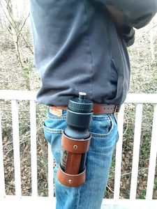 Genuine Leather <b>Water</b> <b>Bottle</b> Pouch With Belt Loop Handmade Durable Premium Leather Adjustable <b>Strap</b> Convenient <b>Carry</b> <b>For</b> Travel - Product Image 3