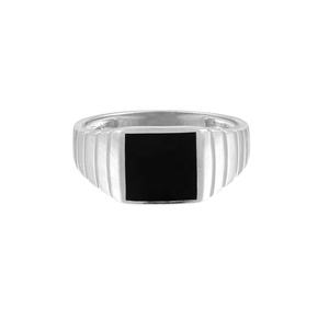 Bague signet vintage <span class=keywords><strong>pour</strong></span> <span class=keywords><strong>homme</strong></span> en argent 925 plaqué or, émail noir, grande taille, vente en gros Gemnel - Product Image 3