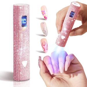 Pink Glitter Handheld UV Nail Lamp Visible <b>Timer</b> Touch Screen LED Nail Lamp - Product Image 1