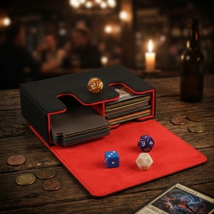 กล่องเก็บการ์ดเกมแบบพกพา ทำจากหนัง PU สองช่อง สำหรับการ์ด TCG เช่น เวโรวูล์ฟ และสาม<span class=keywords><strong>ก๊ก</strong></span> - Product Image 1