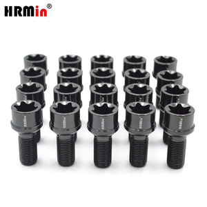 HRMin alta calidad Gr5 <span class=keywords><strong>tornillo</strong></span> de titanio M14 * 1,5*28mm asiento de Bola negra <span class=keywords><strong>antirrobo</strong></span> perno de rueda de coche perno de titanio para mercedes-benz - Product Image 5