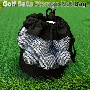 Zwarte Golf Opslag 16 Ballen Met Trekkoord Tassen Op Maat Gemaakte Golfbal T-Shirts Houders Mesh Pouch