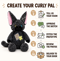 Peluche personnalisée chat Devon Rex noir, fabrication directe usine OEM ODM, en coton PP et polyester, vente en gros, MOQ, peluche amusante