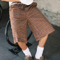 Shorts Homme Vintage Baggy à Carreaux Imprimés Personnalisés Premium, Coupe Courte Color Block, Fabrication Usine