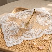 Napperons brodés en maille tissée pour mariage, tapis de café personnalisé, tapis de vase, fond de photographie, sous-verre en tissu dentelle