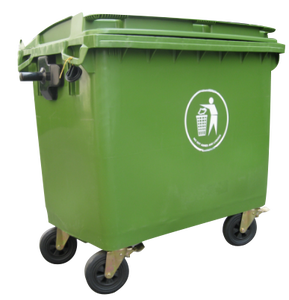 Poubelle en plastique avec roues, grand conteneur à déchets à pédale de 1100L - Product Image 1