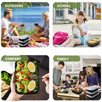 16Oz 24Oz 32Oz 37Oz 48Oz Récipients rectangulaires noirs ronds en plastique jetables pour la préparation de repas au micro-ondes