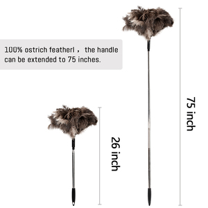 Plumeau en Plumes d'Autruche de Haute Qualité avec Manche Extensible - Plumeau à Long Manche de 170 cm pour le Nettoyage Domestique - Product Image 2