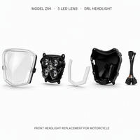 Phare de moto Z04 5 LED avec lentille DRL en forme de U, projecteur fumé, lampe avant pour moto et scooter – Amélioration
