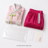 Robe traditionnelle coréenne Hanbok rose pour femmes, Jeogori Chima, broderie florale, tenue de fête, costumes de scène et de danse