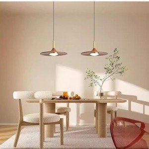 Japanese Retro Walnut Wood Pendant <b>Light</b> Led E27 Round Chocolate Wabi Sabi Style Tea Room <b>Bar</b> Counter Chandelier - Product Image 3