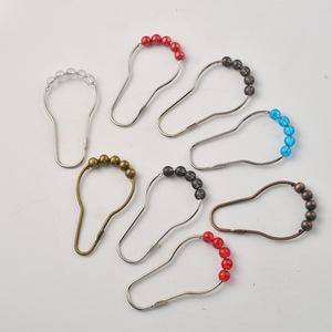 Ganchos para cortina de ducha de estilo chino con forma de calabaza con cuentas, accesorios de baño extraíbles, montados en la pared de acero al carbono - Product Image 2