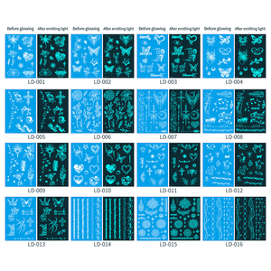 Nouveaux autocollants de <span class=keywords><strong>tatouage</strong></span> bleu brillant dans le noir-Design de <span class=keywords><strong>fleur</strong></span> de papillon pour doigt, <span class=keywords><strong>poignet</strong></span>, clavicule | Art corporel imperméable et non toxique - Product Image 5